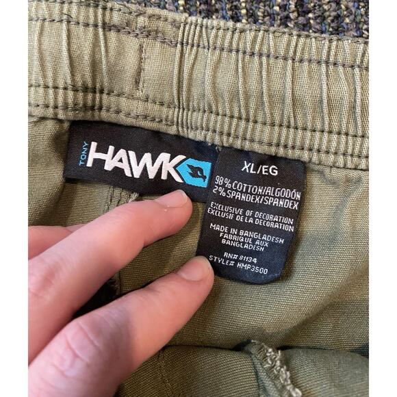 Tony Hawk Pants Mens XL green Drawstring Cargo Stretch Cuff Waist Jogger - Picture 6 of 8